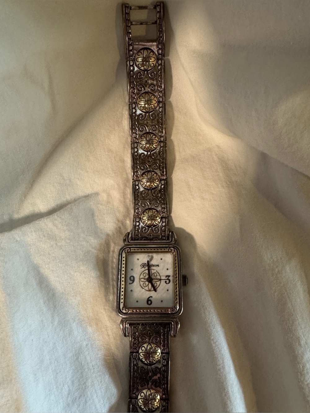 Vintage Retired Brighton Two Tone Gold/Silver Link Wristwatch - White Dial